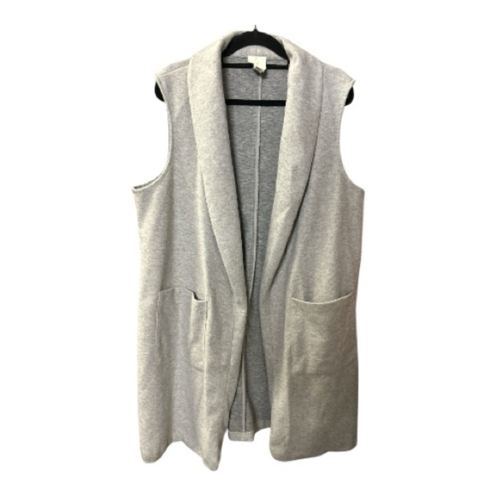 JOIE DUSTER SWEATER VEST  WITH POCKETS AND WIDE COLLAR - GREY